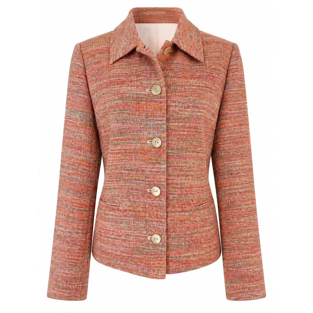 Orvis Multicolor Silk Tweed Blazer Jacket Size 12 Coral Pink Career Classic